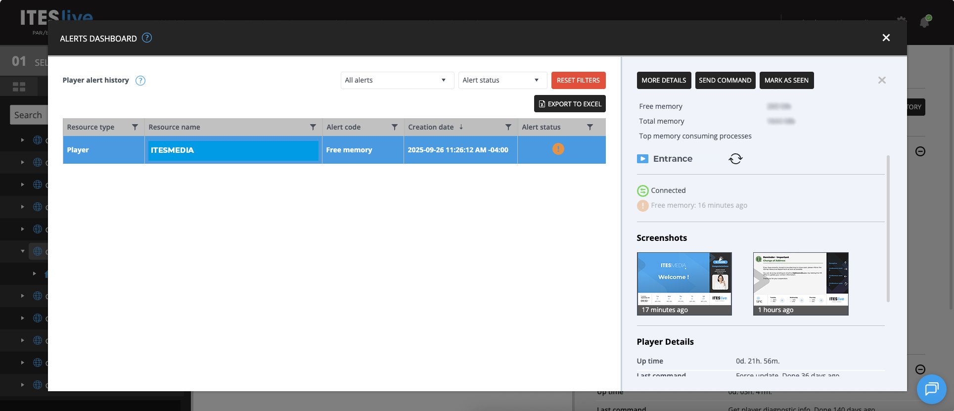 Alerts dashboard )