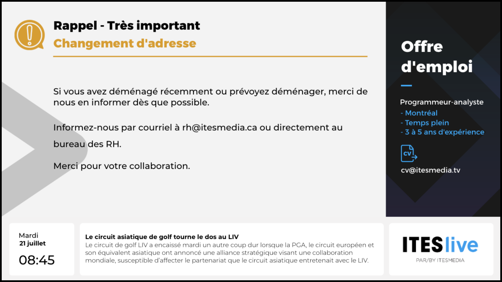 message RH - affichage numerique