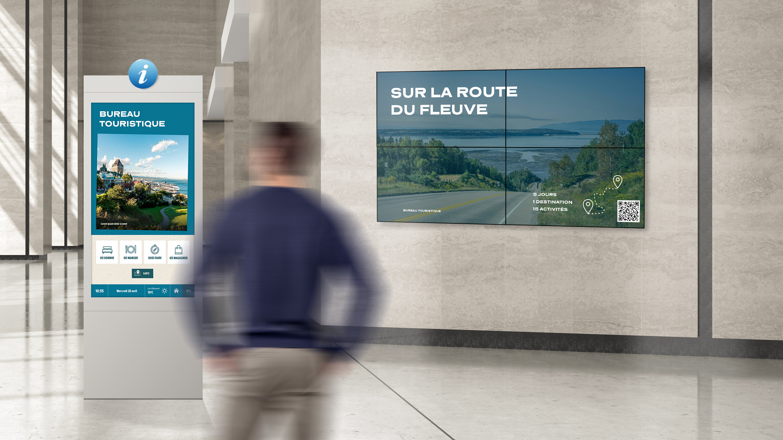 Affichage numerique pour bureaux touristiques