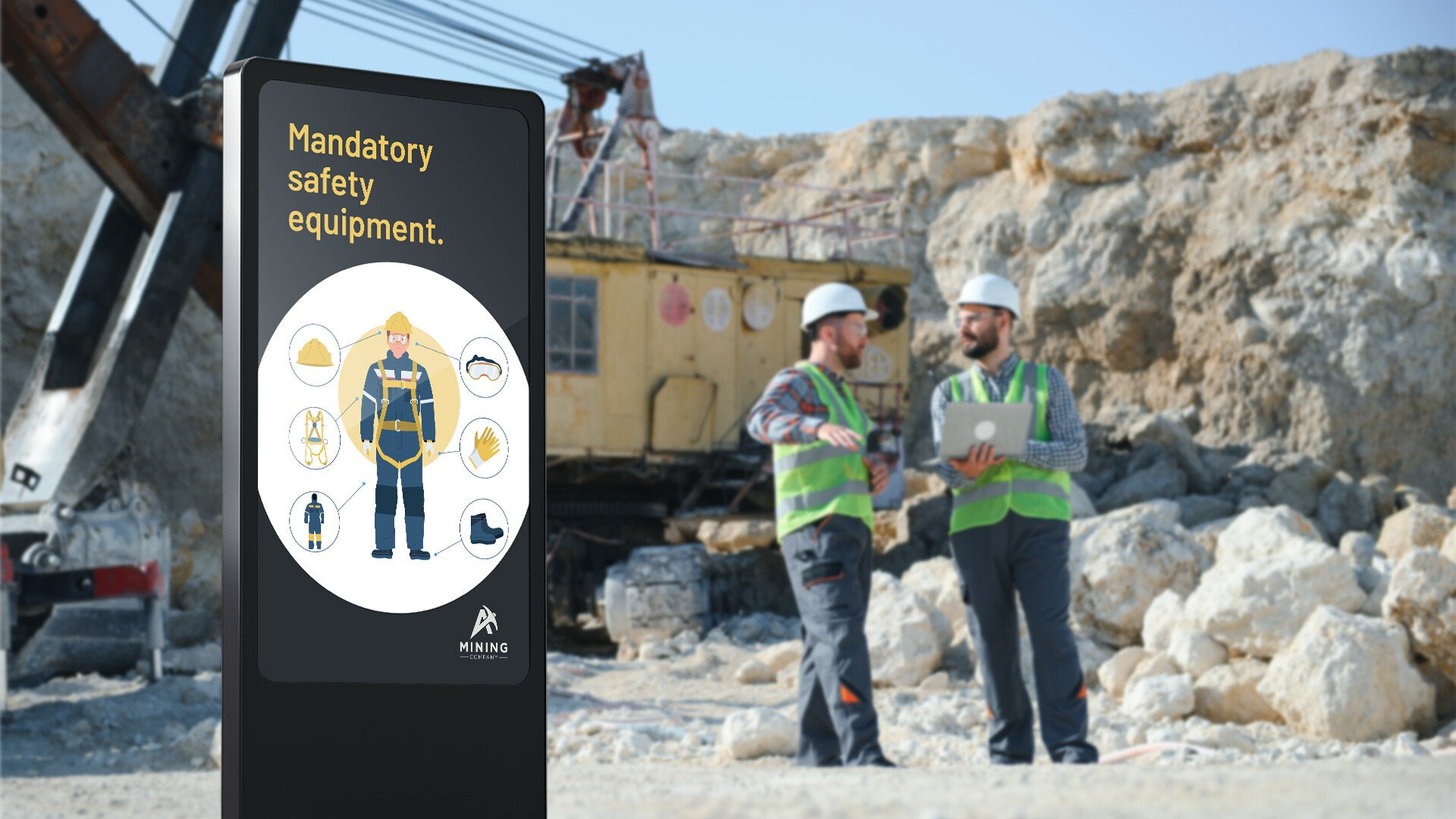 Digital signage for mines