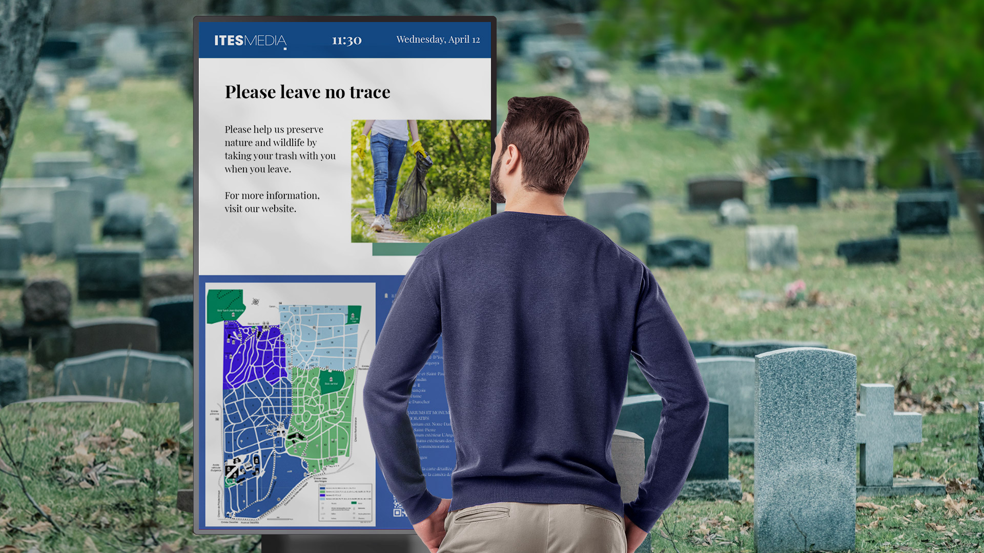 Digital signage solution for cemeteries