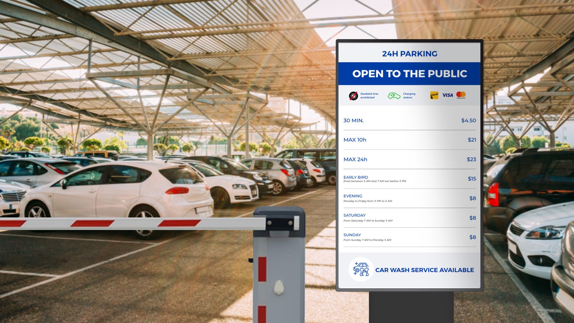 Digital signage for parkings